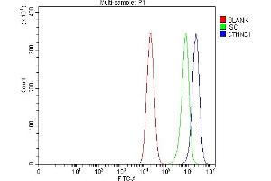 Flow Cytometry analysis of Caco-2 cells using anti-Delta 1 Catenin/CAS/CTNND1 antibody (ABIN7601281).