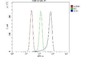 Flow Cytometry analysis of U87 cells using anti-Clathrin heavy chain/CLTC antibody (ABIN7602704). (Clathrin Heavy Chain (CLTC) (AA 967-1668) Antikörper)