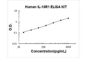Human IL-18R1 PicoKine ELISA Kit standard curve