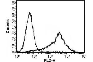 MAb to APRIL (Sacha-1)  detects membrane-bound human APRIL by FACS. (TNFSF13 Antikörper  (AA 16-108, AA 105-250))