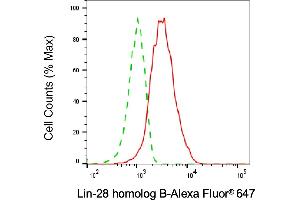 Flow cytometric analysis of lin-28 homolog B expression in HAP-1 cells using lin-28 homolog B antibody (ABIN7799270), 1:2,000).
