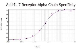 ELISA results of purified Rabbit anti-IL 7 Receptor Alpha Chain Antibody tested against BSA-conjugated peptide of immunizing peptide. (IL7R Antikörper)