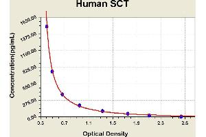 Diagramm of the ELISA kit to detect Human SCTwith the optical density on the x-axis and the concentration on the y-axis.