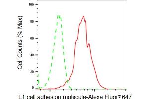 Flow cytometric analysis of L1 cell adhesion molecule expression in HepG2 cells using L1 cell adhesion molecule antibody (ABIN7799219), 1:2,000). (Rekombinanter L1CAM Antikörper)