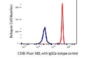 Flow Cytometry (FACS) image for anti-Protein tyrosine Phosphatase, Receptor Type, C (PTPRC) antibody (iFluor™488) (ABIN6253043) (CD45 Antikörper  (iFluor™488))