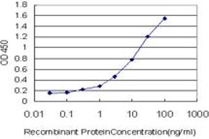 Detection limit for recombinant GST tagged GUCY2C is approximately 0. (GUCY2C Antikörper  (AA 24-133))
