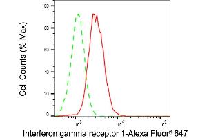 Flow cytometric analysis of Interferon gamma receptor 1 expression in C2C12 cells using Interferon gamma receptor 1 antibody (ABIN7799082), 1:1,000).