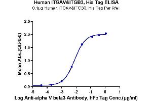 Immobilized Human ITGAV&ITGB3, His Tag at 1 μg/mL (100 μL/well) on the plate. (CD51/CD61 Protein (AA 31-992) (His-Avi Tag))