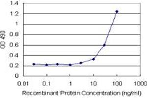 Sandwich ELISA detection sensitivity ranging from 3 ng/mL to 100 ng/mL.