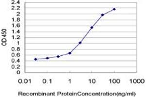 Detection limit for recombinant GST tagged FGL1 is approximately 0. (FGL1 Antikörper  (AA 19-312))