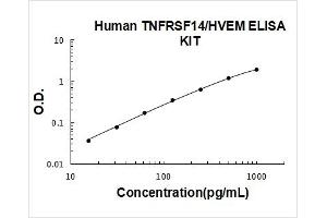 Human TNFRSF14/HVEM PicoKine ELISA Kit standard curve