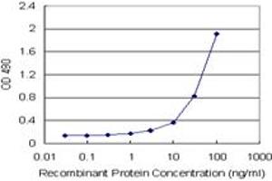 Sandwich ELISA detection sensitivity ranging from 1 ng/mL to 100 ng/mL.