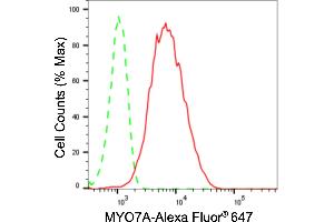 Flow cytometric analysis of MYO7A expression in HepG2 cells using MYO7A antibody (ABIN7799524), 1:2,000). (Rekombinanter Myosin VIIA Antikörper)