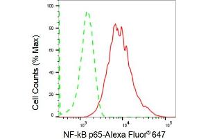 Flow cytometric analysis of NF-kB p65 expression in HepG2 cells using NF-kB p65 antibody (ABIN7799645), 1:2,000). (Rekombinanter NF-kB p65 Antikörper)