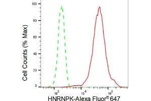 Flow cytometric analysis of HNRNPK expression in HepG2 cells using HNRNPK antibody (ABIN7798900), 1:2,000). (Rekombinanter HNRNPK Antikörper)