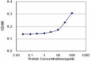 Sandwich ELISA detection sensitivity ranging from 10 ng/mL to 100 ng/mL.