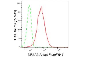 Flow cytometric analysis of NR5A2 expression in HepG2 cells using NR5A2 antibody (ABIN7799662), 1:2,000).