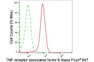 Flow cytometric analysis of TNF receptor associated factor 6 expression in HepG2 cells using TNF receptor associated factor 6 antibody (ABIN7800566), 1:2,000).