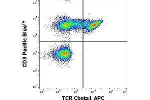 Flow cytometry multicolor surface staining of human lymphocytes stained using anti-human TCR Cbeta1 (JOVI. (TCR, Cbeta1 Antikörper (APC))