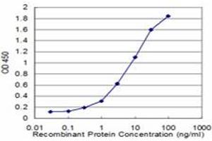 Detection limit for recombinant GST tagged MYOC is approximately 0. (MYOC Antikörper  (AA 1-504))