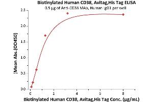 ELISA image for CD38 (AA 43-300) (Active) protein (His tag,AVI tag,Biotin) (ABIN3137679)