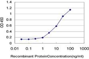 Detection limit for recombinant GST tagged TCF4 is approximately 1ng/ml as a capture antibody. (TCF4 Antikörper  (AA 1-365))