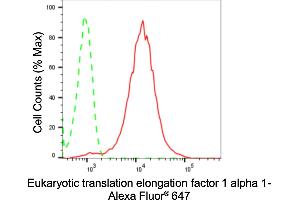 Flow cytometric analysis of Eukaryotic translation elongation factor 1 alpha 1 expression in HepG2 cells using Eukaryotic translation elongation factor 1 alpha 1 antibody (ABIN7798498), 1:2,000).
