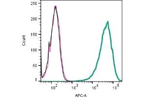 Cell surface detection of TRPM8 by indirect flow cytometry in live intact mouse  microglia cells: + goat-anti-rabbit-APC.