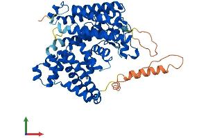 AlphaFold protein structure predicition of Human Recombinant MBOAT2 Protein, UniprotID Q6ZWT7