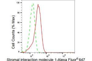 Flow cytometric analysis of Stromal interaction molecule 1 expression in HeLa cells using Stromal interaction molecule 1 antibody (ABIN7800445), 1:2,000). (Rekombinanter STIM1 Antikörper)
