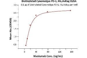 Immobilized Biotinylated Cynomolgus PD-1, His,Avitag (ABIN6950961,ABIN6952284) at 1 μg/mL (100 μL/well) on Streptavidin  precoated (0.