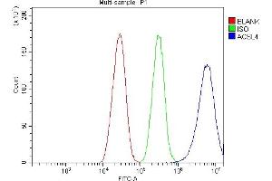 Flow Cytometry analysis of HepG2 cells using anti-FACL4/ACSL4 antibody (ABIN7602756). (ACSL4 Antikörper  (C-Term))