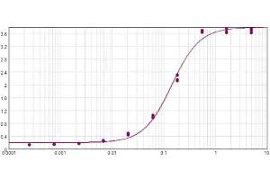 ELISA results of purified Polyclonal Donkey Anti-Sheep IgG Antibody Alkaline Phosphatase Conjugated tested against Sheep IgG.