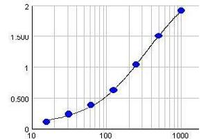 Typical standard curve (Y-axis: Absorption, X-axis: Concentration(µg/ml)) (IgG ELISA Kit)