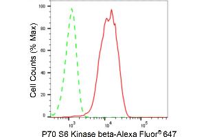 Flow cytometric analysis of P70 S6 Kinase beta expression in HeLa cells using P70 S6 Kinase beta antibody (ABIN7800226), 1:2,000). (Rekombinanter RPS6KB2 Antikörper)
