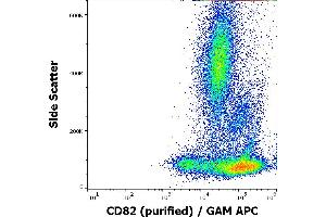 Flow cytometry surface staining pattern of human peripheral blood stained using anti-human CD82 (C33) purified antibody (concentration in sample 1 μg/mL) GAM APC. (CD82 Antikörper)