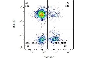 Flow cytometry analysis (surface staining) of human peripheral blood lymphocytes with anti-CD56 (MEM-188) APC. (CD56 Antikörper  (APC))