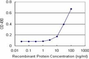 Sandwich ELISA detection sensitivity ranging from 3 ng/mL to 100 ng/mL. (MAGEA9 (Human) Matched Antibody Pair)