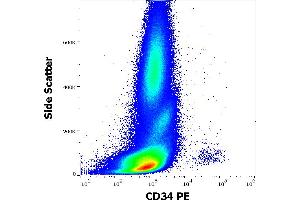 Flow cytometry surface staining pattern of human peripheral whole blood stained using anti-human CD34 (581) PE antibody (20 μL reagent / 100 μL of peripheral whole blood). (CD34 Antikörper  (PE))