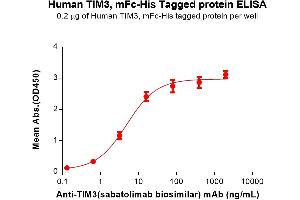 ELISA image for Hepatitis A Virus Cellular Receptor 2 (TIM 3) (AA 22-202) protein (mFc-His Tag) (ABIN6961103)