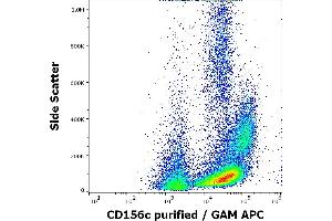 Flow cytometry surface staining pattern of human peripheral whole blood stained using anti-human CD156c (11G2) purified antibody (concentration in sample 1. (ADAM10 Antikörper)