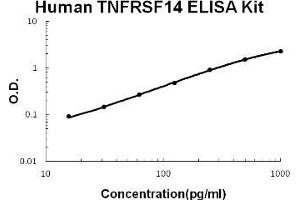 Human TNFRSF14/HVEM EZ Set ELISA Kit standard curve (Human TNFRSF14/HVEM EZ Set™ ELISA Kit (DIY Antibody Pairs))