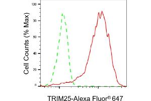 Flow cytometric analysis of TRIM25 expression in HepG2 cells using TRIM25 antibody (ABIN7800630), 1:2,000). (Rekombinanter TRIM25 Antikörper)