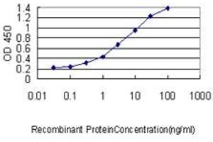 Detection limit for recombinant GST tagged PPARD is approximately 0. (PPARD Antikörper  (AA 1-361))