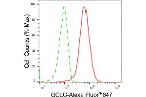 Flow cytometric analysis of GCLC expression in HepG2 cells using GCLC antibody ((ABIN7798742), 1:2,000). (Rekombinanter GCLC Antikörper)