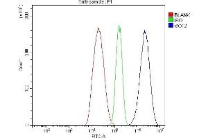 Flow Cytometry analysis of HepG2 cells using anti-FABP-1/GOT2 antibody (ABIN7601426). (GOT2 Antikörper  (AA 35-430))