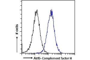 ABIN185437 Flow cytometric analysis of paraformaldehyde fixed HepG2 cells (blue line), permeabilized with 0. (Complement Factor H Antikörper  (Internal Region))