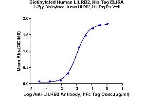 ELISA image for Leukocyte Immunoglobulin-Like Receptor, Subfamily B (With TM and ITIM Domains), Member 2 (LILRB2) (AA 22-458) protein (His-Avi Tag,Biotin) (ABIN7275188)