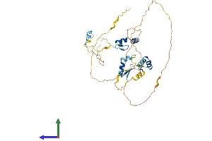AlphaFold protein structure predicition of Human Recombinant ZNF385A Protein, UniprotID Q96PM9 (ZNF385A Protein (AA 1-386) (His tag))