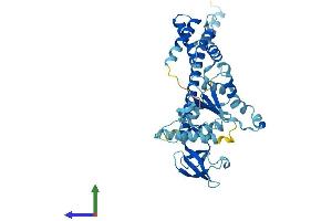 AlphaFold protein structure predicition of Mouse Recombinant Psmc6 Protein, UniprotID P62334